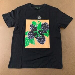 Urban Threads Men's Size Small Black Blueberry Print Short Sleeve T-Shirt NWT